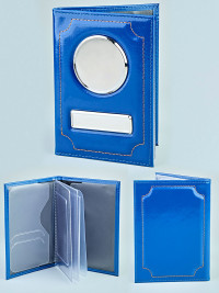 ZA-023 Обложка для автодокументов (синий/глянец/нат. кожа)